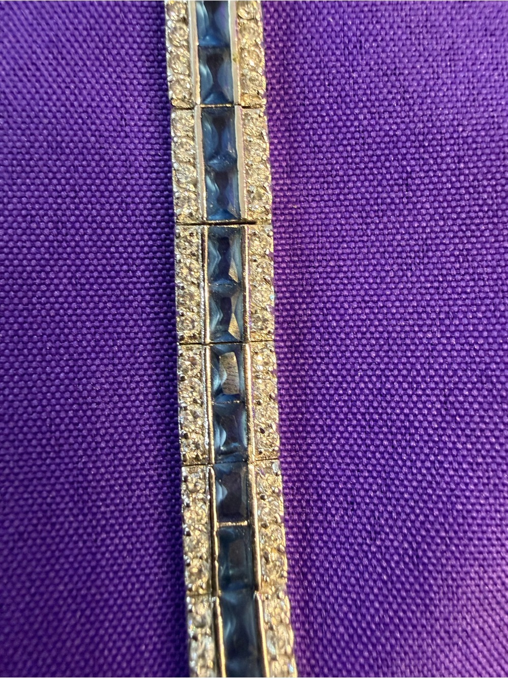 Park Lane Blue & Clear Crystal Tennis Bracelet Silver Tone Sparkling